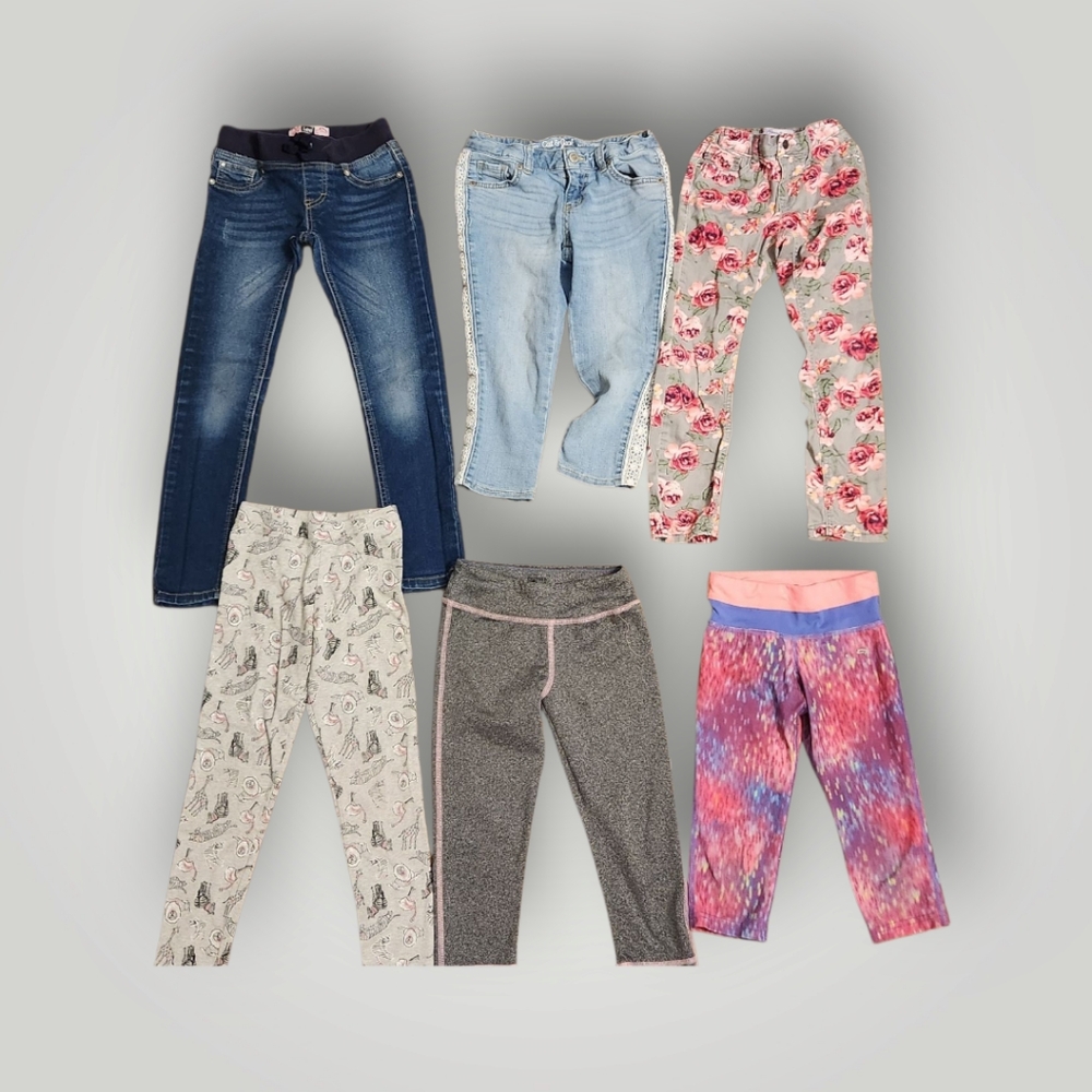 Girls all season bundle lot shorts pants jeans leggings capris size 6 7 - Picture 2 of 13